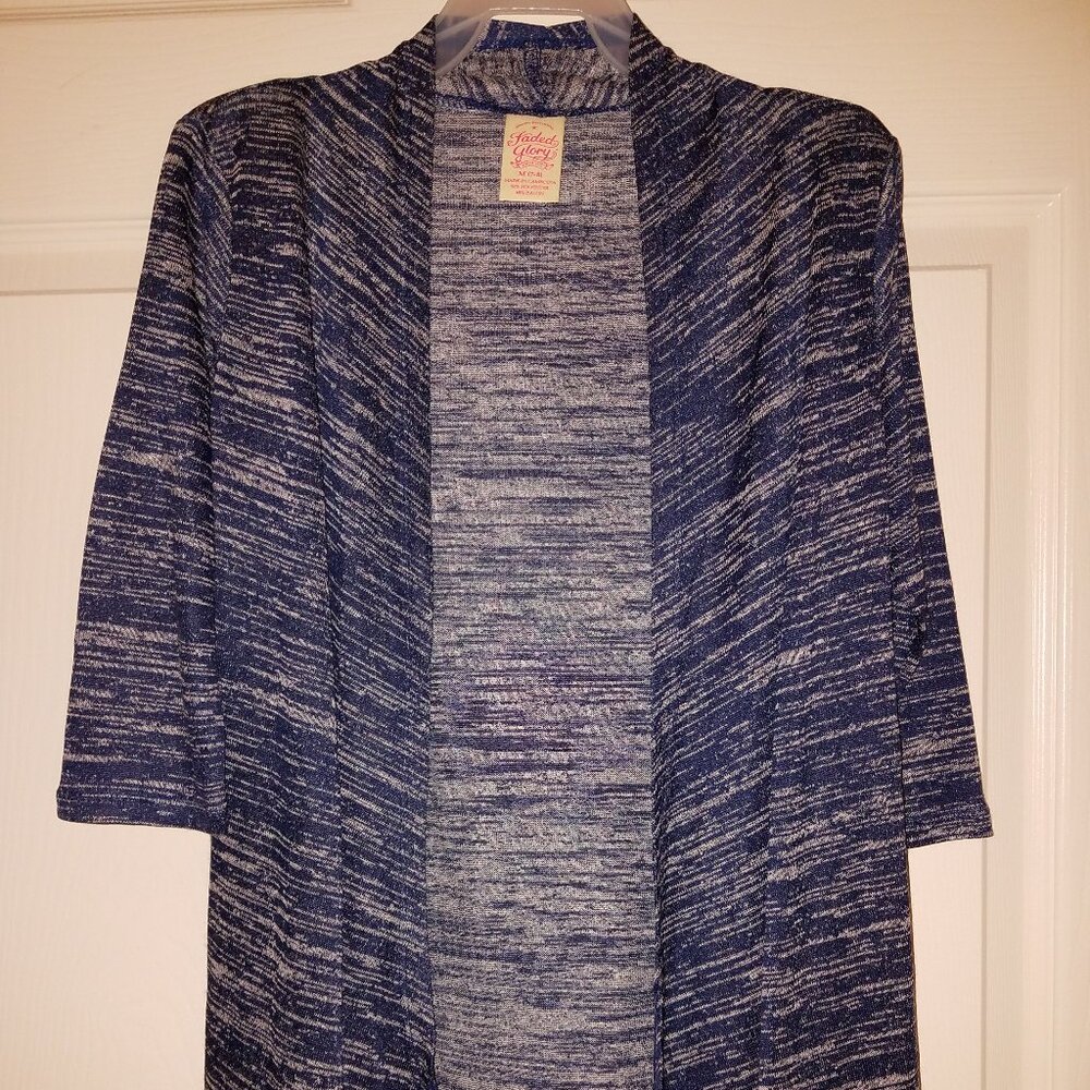 FADED GLORY Girls' Flyaway Cardigan - blue sapphire M (7-8)